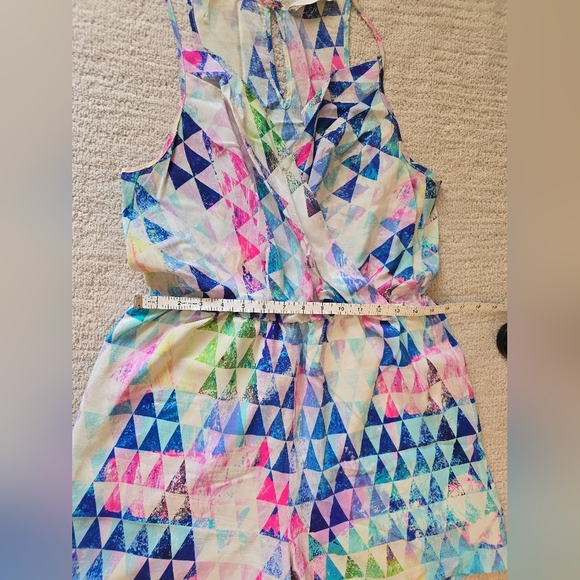 Amanda Uprichard for REVOLVE Geometric Pattern 100% Silk Romper - Size Large - Picture 14 of 16